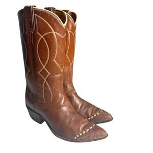 Vintage Nocona Brown Leather Western Cowboy Boots Women’s 5C Pointed Toe